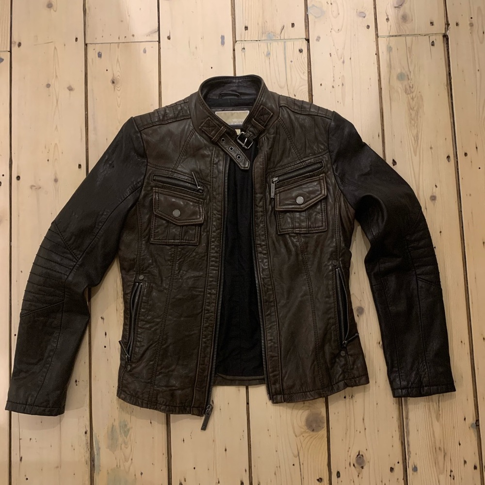 Michael Kors leather motorcycle jacket